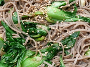 bok choy and noodles