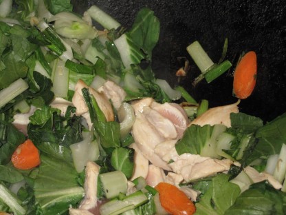 a-raw chicken pak choy soup